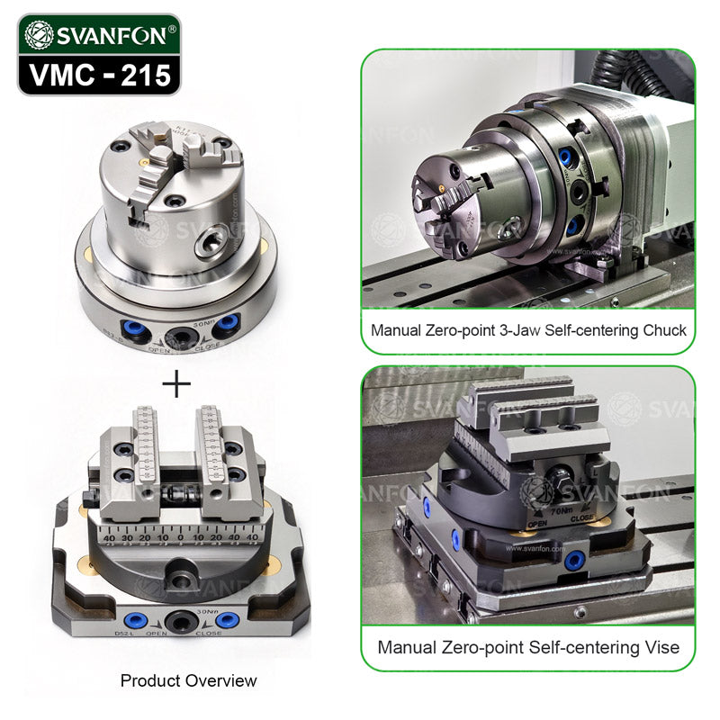 CNC Zero Point Workholding Vise & Chuck Set | 3-Axis & 4-Axis Quick Change Base