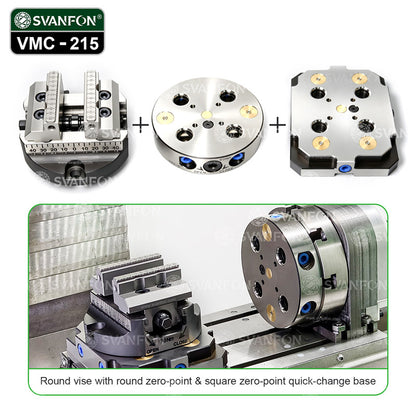 CNC Zero Point Workholding Vise & Chuck Set | 3-Axis & 4-Axis Quick Change Base