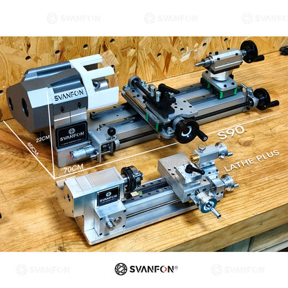 SVANFON S90 Benchtop Hobby Mini Metal Lathe | Precision Turning Machine for Home Garage DIY Workshop